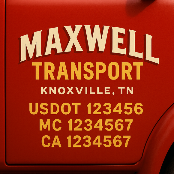 Custom Truck Door Decal Sticker Lettering Signs with US DOT, MC, CA, KYU VIN For Semi-Trucks, Work Trucks & Businesses