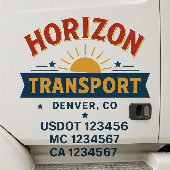 Custom Truck Door Decal Sticker Lettering Signs with US DOT, MC, CA, KYU VIN For Semi-Trucks, Work Trucks & Businesses
