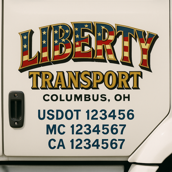 Custom Truck Door Decal Sticker Lettering Signs with US DOT, MC, CA, KYU VIN For Semi-Trucks, Work Trucks & Businesses