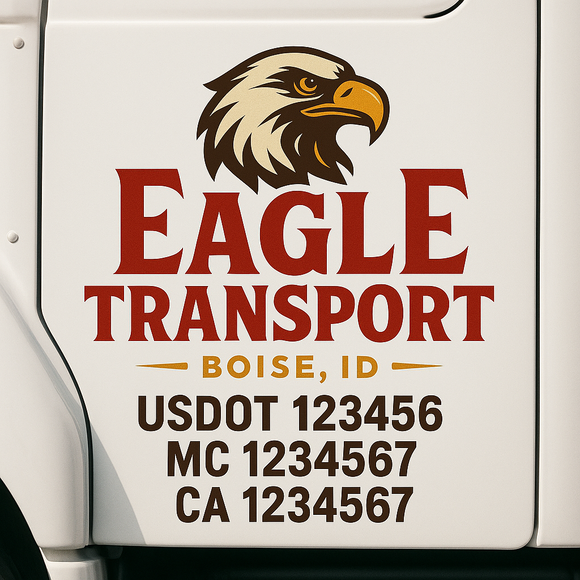 Custom Truck Door Decal Sticker Lettering Signs with US DOT, MC, CA, KYU VIN For Semi-Trucks, Work Trucks & Businesses
