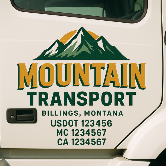 Custom Truck Door Decal Sticker Lettering Signs with US DOT, MC, CA, KYU VIN For Semi-Trucks, Work Trucks & Businesses