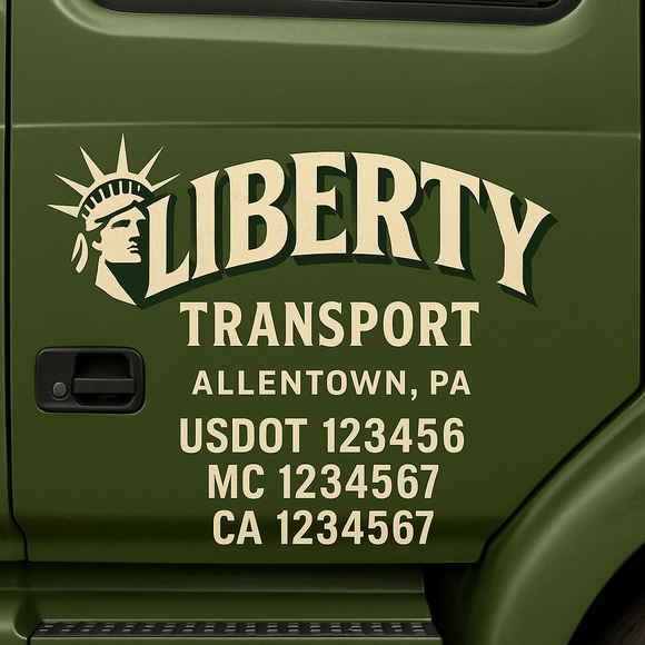 Custom Truck Door Decal Sticker Lettering Signs with US DOT, MC, CA, KYU VIN For Semi-Trucks, Work Trucks & Businesses