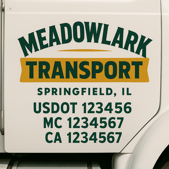Custom Truck Door Decal Sticker Lettering Signs with US DOT, MC, CA, KYU VIN For Semi-Trucks, Work Trucks & Businesses