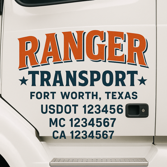 Custom Truck Door Decal Sticker Lettering Signs with US DOT, MC, CA, KYU VIN For Semi-Trucks, Work Trucks & Businesses