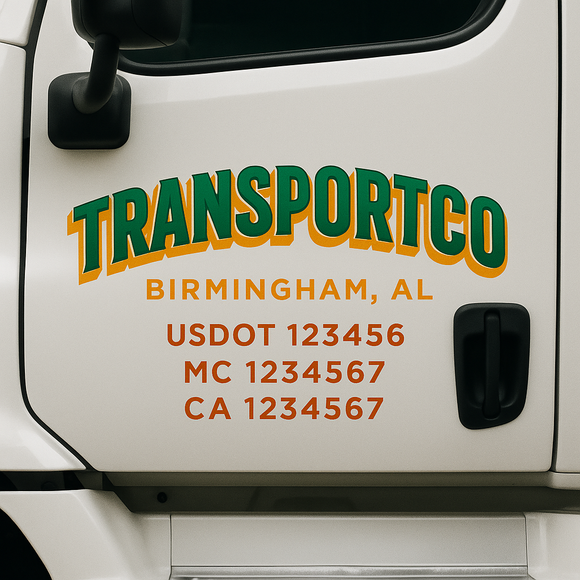 Custom Truck Door Decal Sticker Lettering Signs with US DOT, MC, CA, KYU VIN For Semi-Trucks, Work Trucks & Businesses