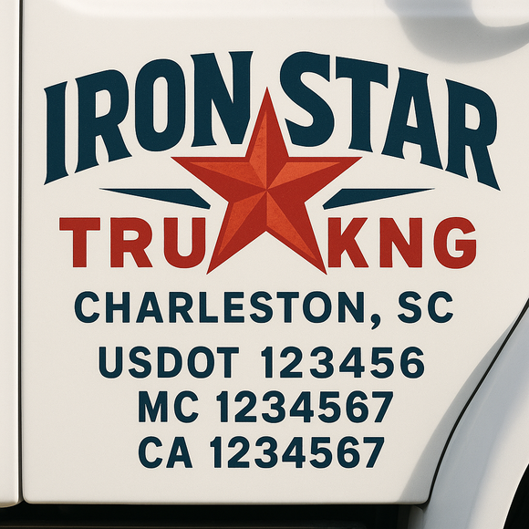 Custom Truck Door Decal Sticker Lettering Signs with US DOT, MC, CA, KYU VIN For Semi-Trucks, Work Trucks & Businesses