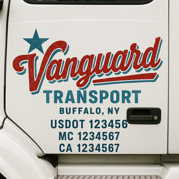 Custom Truck Door Decal Sticker Lettering Signs with US DOT, MC, CA, KYU VIN For Semi-Trucks, Work Trucks & Businesses