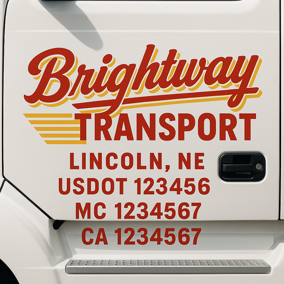 Custom Truck Door Decal Sticker Lettering Signs with US DOT, MC, CA, KYU VIN For Semi-Trucks, Work Trucks & Businesses