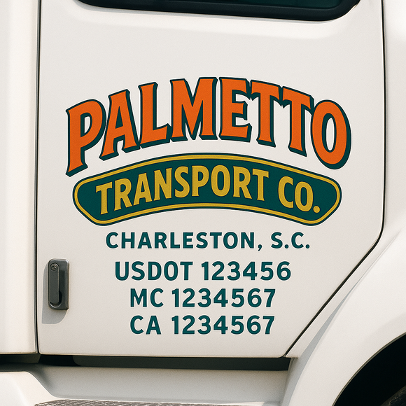 Custom Truck Door Decal Sticker Lettering Signs with US DOT, MC, CA, KYU VIN For Semi-Trucks, Work Trucks & Businesses