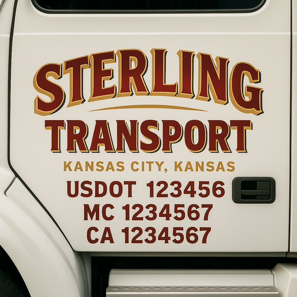 Custom Truck Door Decal Sticker Lettering Signs with US DOT, MC, CA, KYU VIN For Semi-Trucks, Work Trucks & Businesses