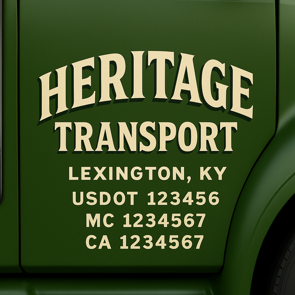 Custom Truck Door Decal Sticker Lettering Signs with US DOT, MC, CA, KYU VIN For Semi-Trucks, Work Trucks & Businesses