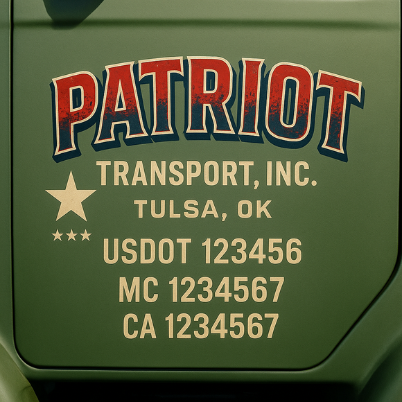 Custom Truck Door Decal Sticker Lettering Signs with US DOT, MC, CA, KYU VIN For Semi-Trucks, Work Trucks & Businesses