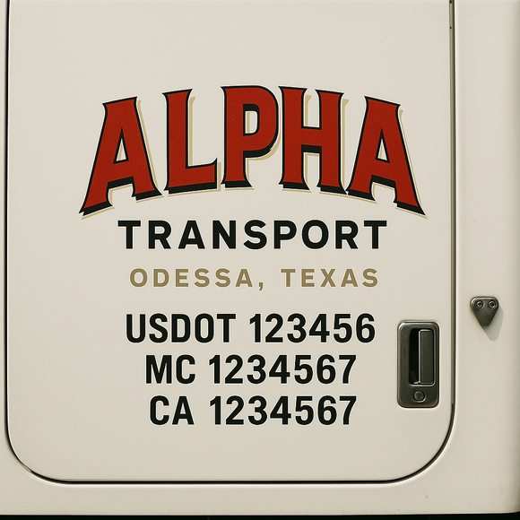 Custom Truck Door Decal Sticker Lettering Signs with US DOT, MC, CA, KYU VIN For Semi-Trucks, Work Trucks & Businesses