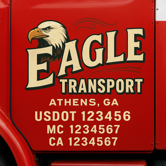 Custom Truck Door Decal Sticker Lettering Signs with US DOT, MC, CA, KYU VIN For Semi-Trucks, Work Trucks & Businesses