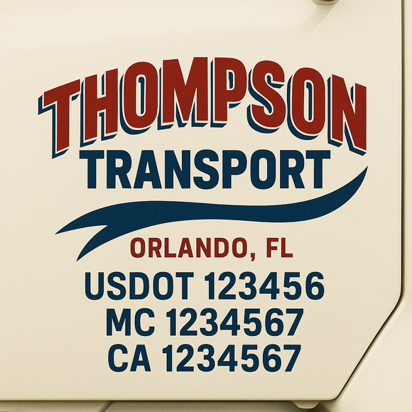 Custom Truck Door Decal Sticker Lettering Signs with US DOT, MC, CA, KYU VIN For Semi-Trucks, Work Trucks & Businesses