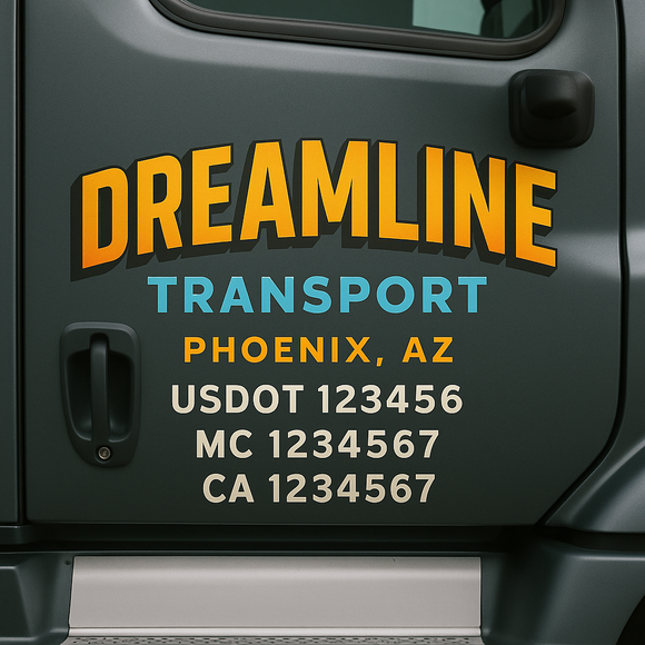 Custom Truck Door Decal Sticker Lettering Signs with US DOT, MC, CA, KYU VIN For Semi-Trucks, Work Trucks & Businesses
