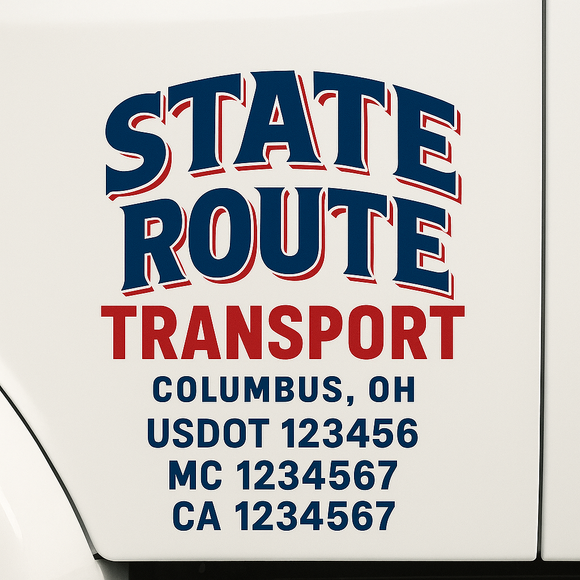 Custom Truck Door Decal Sticker Lettering Signs with US DOT, MC, CA, KYU VIN For Semi-Trucks, Work Trucks & Businesses
