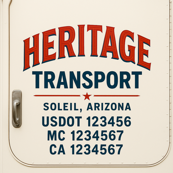 Custom Truck Door Decal Sticker Lettering Signs with US DOT, MC, CA, KYU VIN For Semi-Trucks, Work Trucks & Businesses