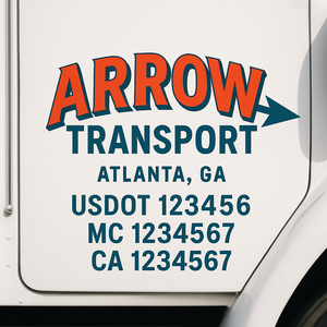 Custom Truck Door Decal Sticker Lettering Signs with US DOT, MC, CA, KYU VIN For Semi-Trucks, Work Trucks & Businesses