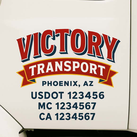 Custom Truck Door Decal Sticker Lettering Signs with US DOT, MC, CA, KYU VIN For Semi-Trucks, Work Trucks & Businesses