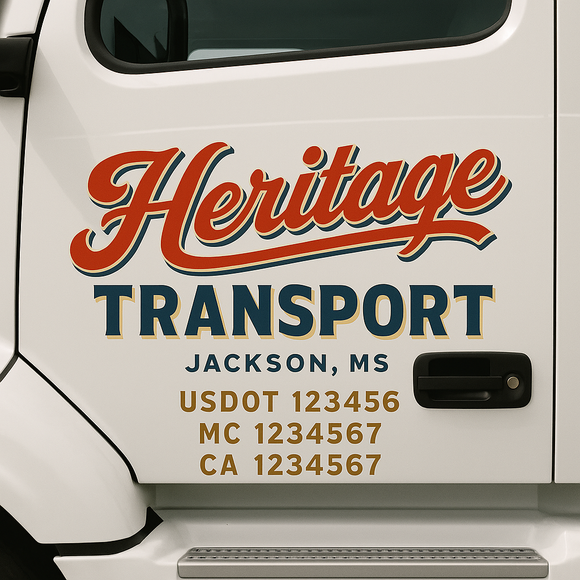 Custom Truck Door Decal Sticker Lettering Signs with US DOT, MC, CA, KYU VIN For Semi-Trucks, Work Trucks & Businesses