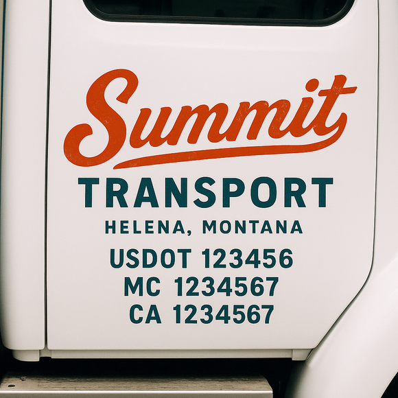 Custom Truck Door Decal Sticker Lettering Signs with US DOT, MC, CA, KYU VIN For Semi-Trucks, Work Trucks & Businesses