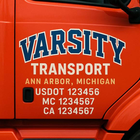 Custom Truck Door Decal Sticker Lettering Signs with US DOT, MC, CA, KYU VIN For Semi-Trucks, Work Trucks & Businesses