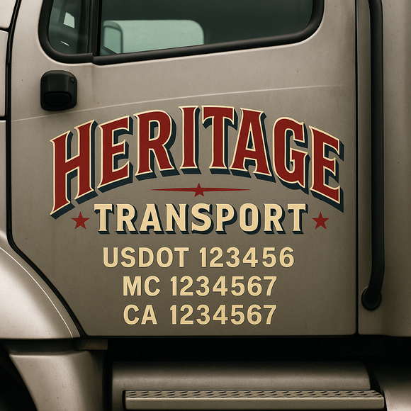 Custom Truck Door Decal Sticker Lettering Signs with US DOT, MC, CA, KYU VIN For Semi-Trucks, Work Trucks & Businesses