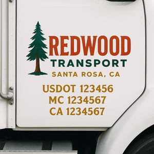 Custom Truck Door Decal Sticker Lettering Signs with US DOT, MC, CA, KYU VIN For Semi-Trucks, Work Trucks & Businesses