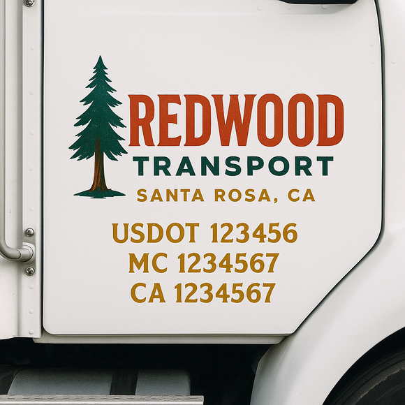 Custom Truck Door Decal Sticker Lettering Signs with US DOT, MC, CA, KYU VIN For Semi-Trucks, Work Trucks & Businesses