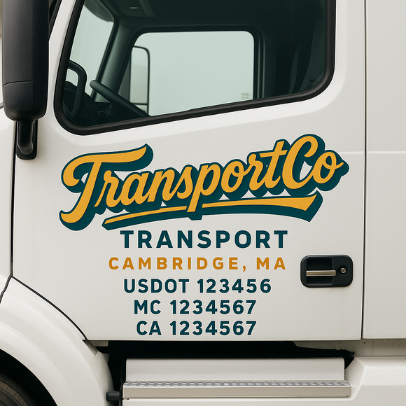 Custom Truck Door Decal Sticker Lettering Signs with US DOT, MC, CA, KYU VIN For Semi-Trucks, Work Trucks & Businesses