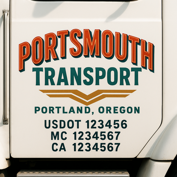 Custom Truck Door Decal Sticker Lettering Signs with US DOT, MC, CA, KYU VIN For Semi-Trucks, Work Trucks & Businesses