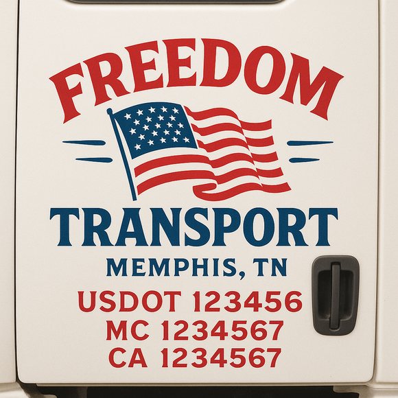 Custom Truck Door Decal Sticker Lettering Signs with US DOT, MC, CA, KYU VIN For Semi-Trucks, Work Trucks & Businesses