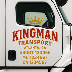 Custom Truck Door Decal Sticker Lettering Signs with US DOT, MC, CA, KYU VIN For Semi-Trucks, Work Trucks & Businesses