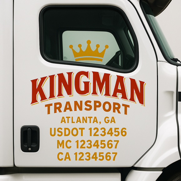 Custom Truck Door Decal Sticker Lettering Signs with US DOT, MC, CA, KYU VIN For Semi-Trucks, Work Trucks & Businesses
