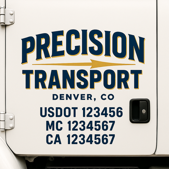 Custom Truck Door Decal Sticker Lettering Signs with US DOT, MC, CA, KYU VIN For Semi-Trucks, Work Trucks & Businesses