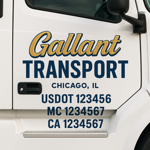 Custom Truck Door Decal Sticker Lettering Signs with US DOT, MC, CA, KYU VIN For Semi-Trucks, Work Trucks & Businesses