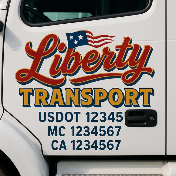 Custom Truck Door Decal Sticker Lettering Signs with US DOT, MC, CA, KYU VIN For Semi-Trucks, Work Trucks & Businesses