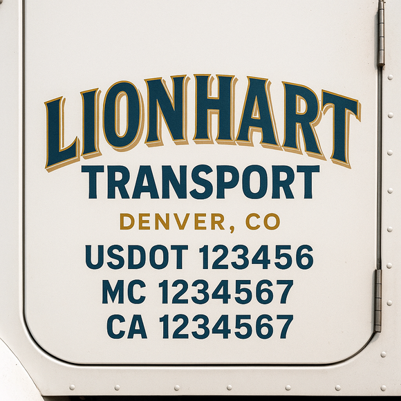 Custom Truck Door Decal Sticker Lettering Signs with US DOT, MC, CA, KYU VIN For Semi-Trucks, Work Trucks & Businesses
