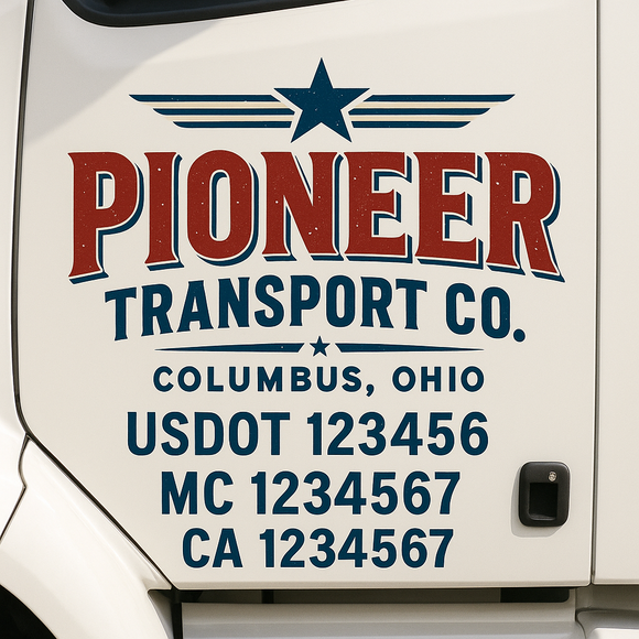 Custom Truck Door Decal Sticker Lettering Signs with US DOT, MC, CA, KYU VIN For Semi-Trucks, Work Trucks & Businesses