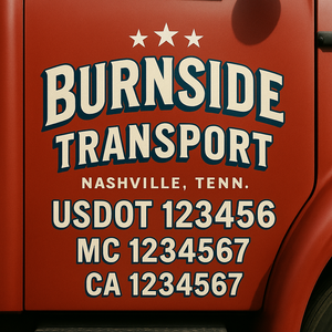 Custom Truck Door Decal Sticker Lettering Signs with US DOT, MC, CA, KYU VIN For Semi-Trucks, Work Trucks & Businesses