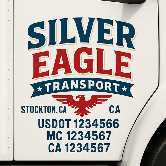 Custom Truck Door Decal Sticker Lettering Signs with US DOT, MC, CA, KYU VIN For Semi-Trucks, Work Trucks & Businesses