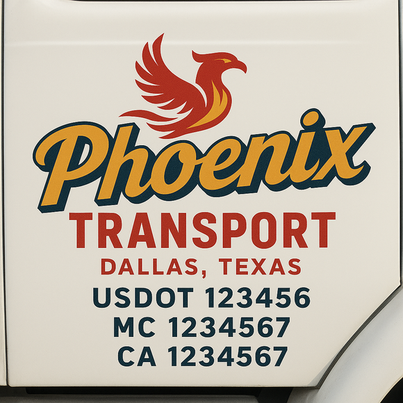 Custom Truck Door Decal Sticker Lettering Signs with US DOT, MC, CA, KYU VIN For Semi-Trucks, Work Trucks & Businesses