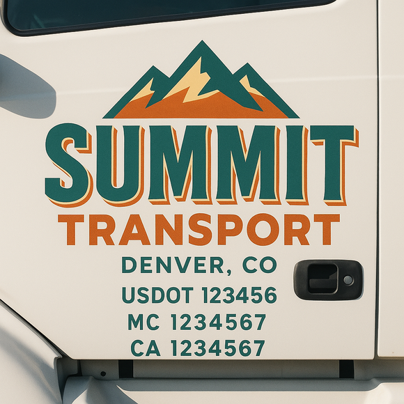 Custom Truck Door Decal Sticker Lettering Signs with US DOT, MC, CA, KYU VIN For Semi-Trucks, Work Trucks & Businesses