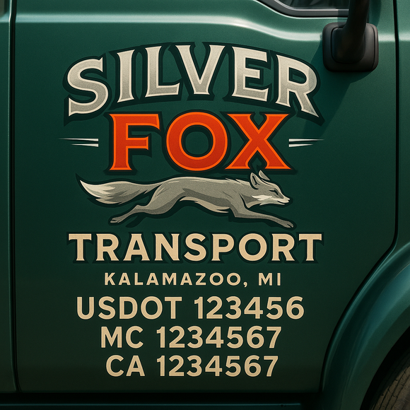 Custom Truck Door Decal Sticker Lettering Signs with US DOT, MC, CA, KYU VIN For Semi-Trucks, Work Trucks & Businesses