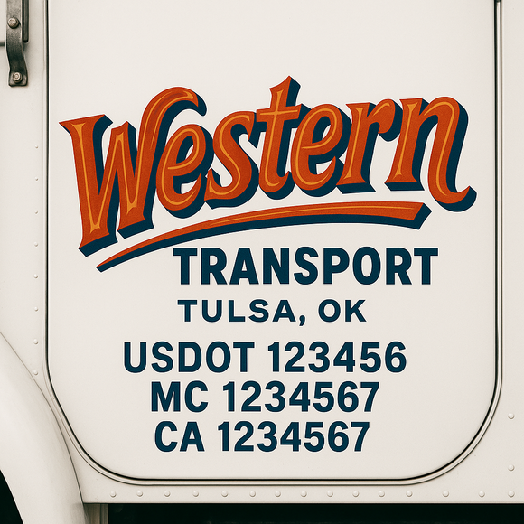 Custom Truck Door Decal Sticker Lettering Signs with US DOT, MC, CA, KYU VIN For Semi-Trucks, Work Trucks & Businesses