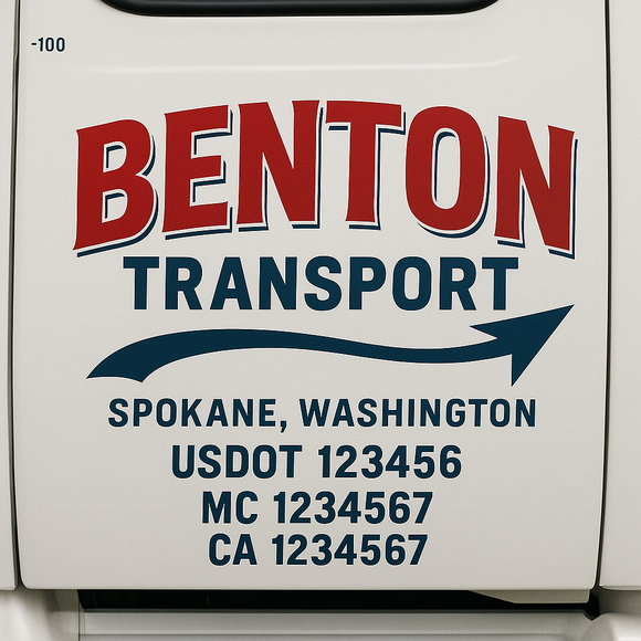 Custom Truck Door Decal Sticker Lettering Signs with US DOT, MC, CA, KYU VIN For Semi-Trucks, Work Trucks & Businesses