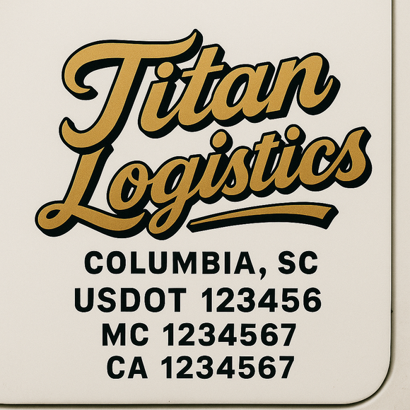 Custom Truck Door Decal Sticker Lettering Signs with US DOT, MC, CA, KYU VIN For Semi-Trucks, Work Trucks & Businesses
