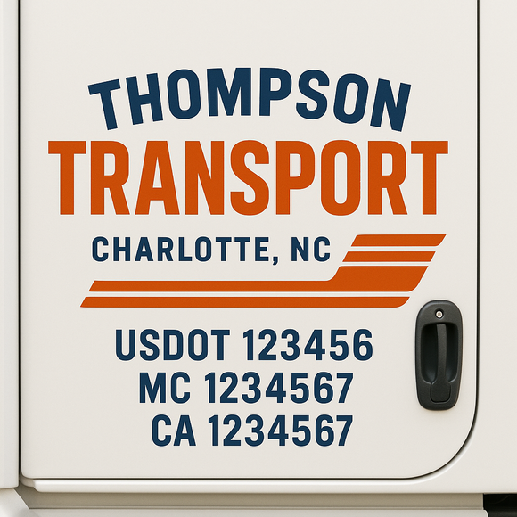 Custom Truck Door Decal Sticker Lettering Signs with US DOT, MC, CA, KYU VIN For Semi-Trucks, Work Trucks & Businesses