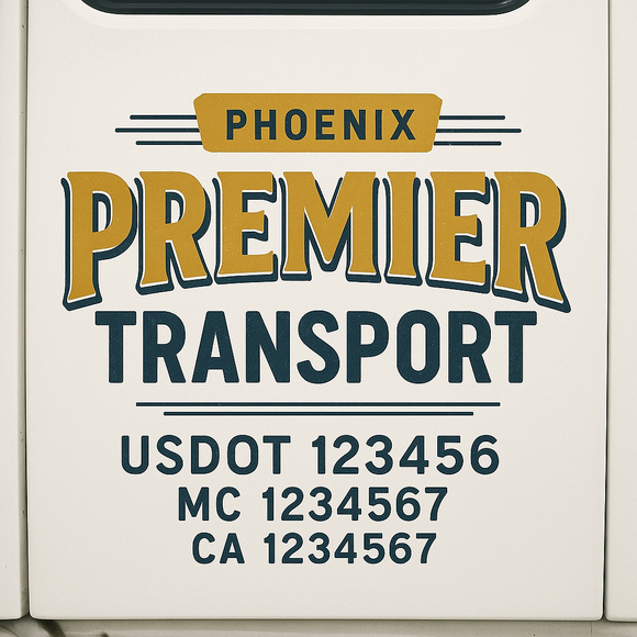 Custom Truck Door Decal Sticker Lettering Signs with US DOT, MC, CA, KYU VIN For Semi-Trucks, Work Trucks & Businesses